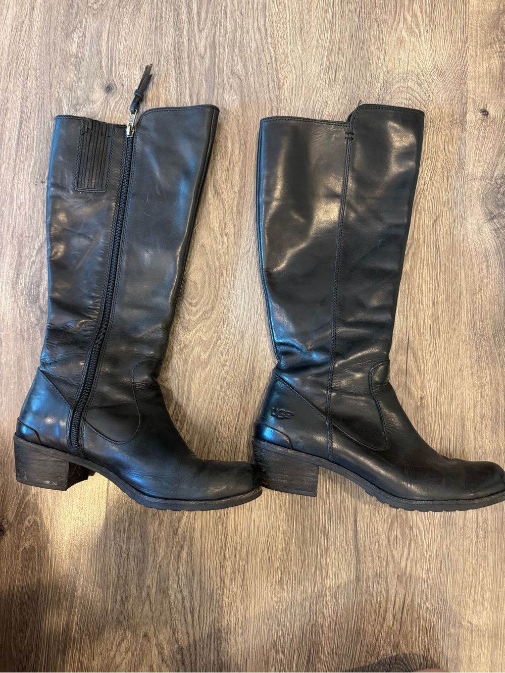 UGG Black Leather Over-the-Knee Riding Boots